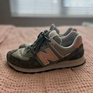 New Balance 574 Shoes Green and Pink
